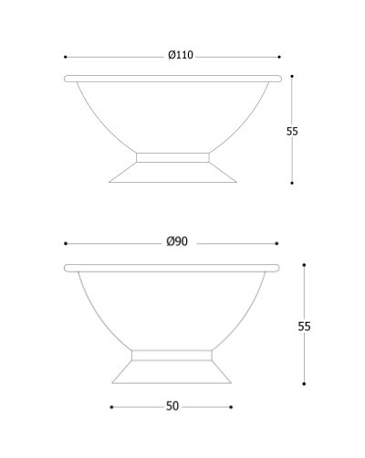 Disegno tecnico fioriere FR001 Ø 110 cm e FR002 Ø 90 cm