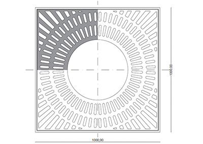 Disegno tecnico griglia per alberi GRA 10 1000 x 1000 mm